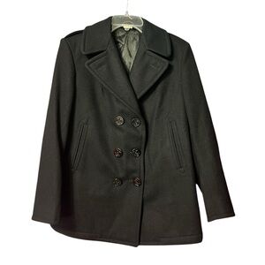 Sterlingwear Of Boston Women’s U.S. Navy OverCoat Sz 8R Black 100% Wool